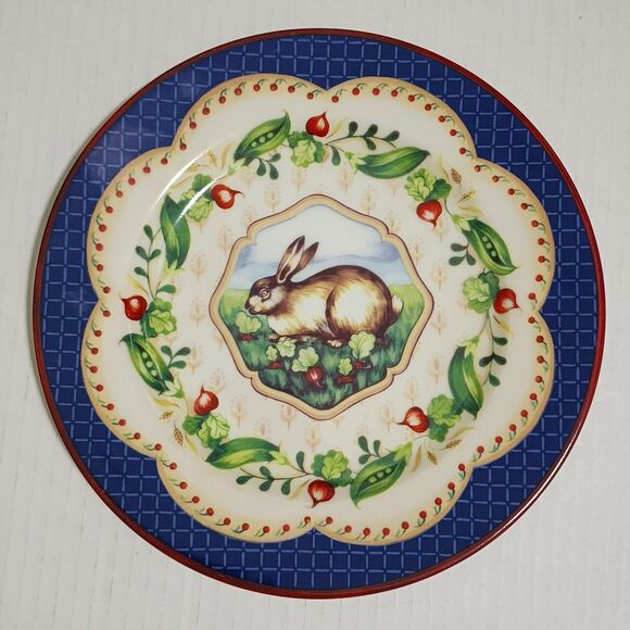 Andrea by Sadek "Le Jardin" by Suzanne Nicoll Dessert Plate Rabbit Japan 8.25" - Picture 1 of 5